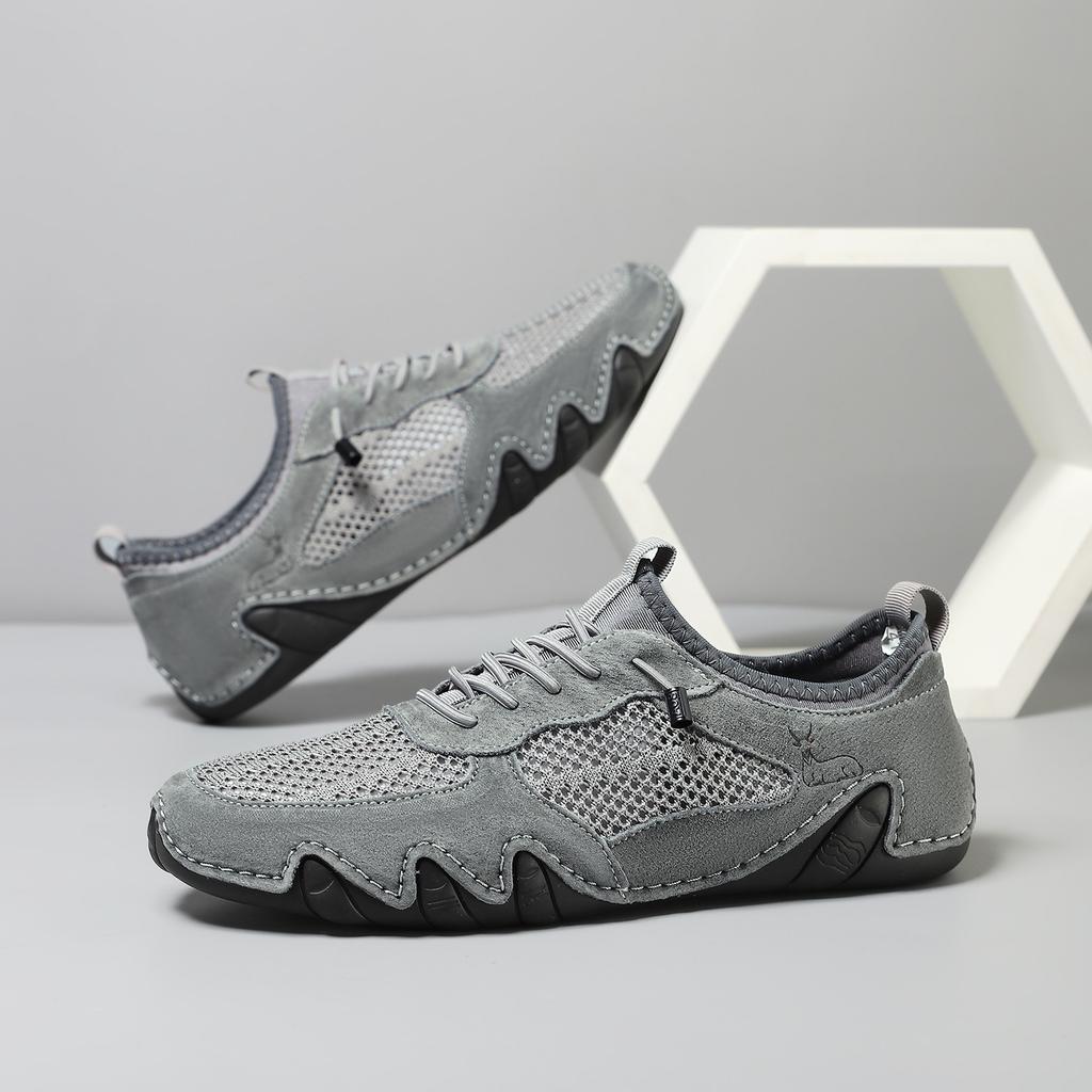 2025 New Summer Men's Casual Sports Shoes Large Size Sewn Leather Mesh Shoes Octopus Men's Shoes