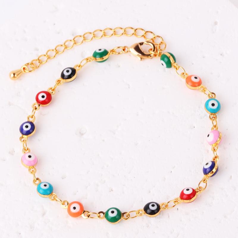 Gold Filled Mix Style Evil Eye Enamel Jewelry Gold Color Hand Turkish Chain Bracelet Boho Women Gift