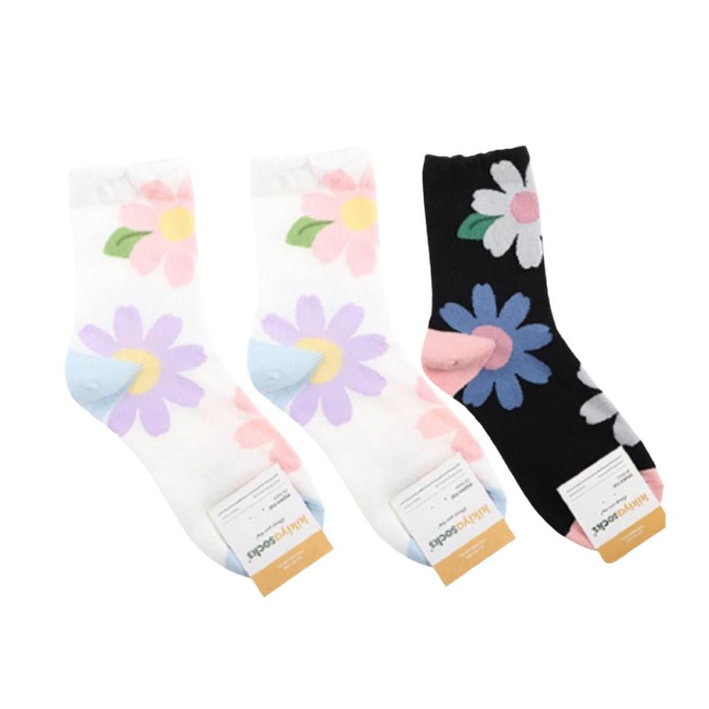 Women's Large Floral Mid-Calf Socks 3-Pair Set