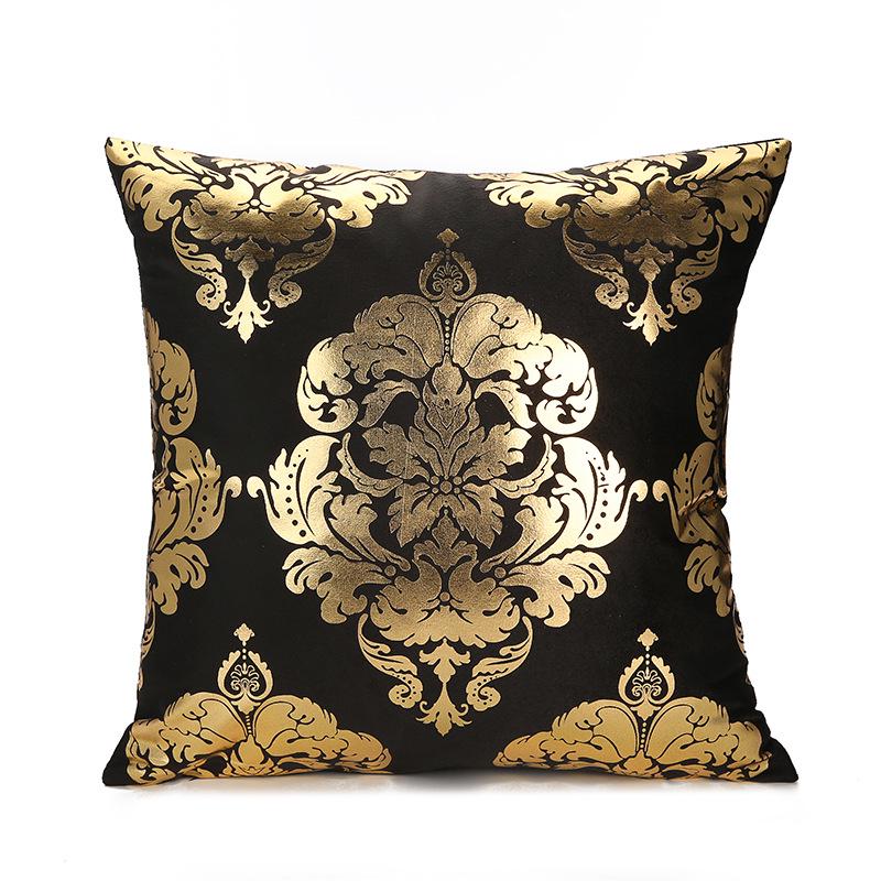 European Hot Stamping Pillow Nordic Light Luxury Sofa Pillow Bedside Pillow Car Cushion Short Plush Pillow Cover