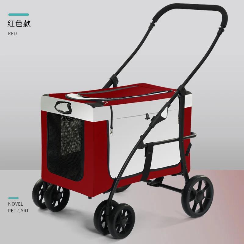 Pet Stroller Corgi Medium and Large Dog Out Car Lightweight Foldable Cat Dog Stroller Pet Trolley