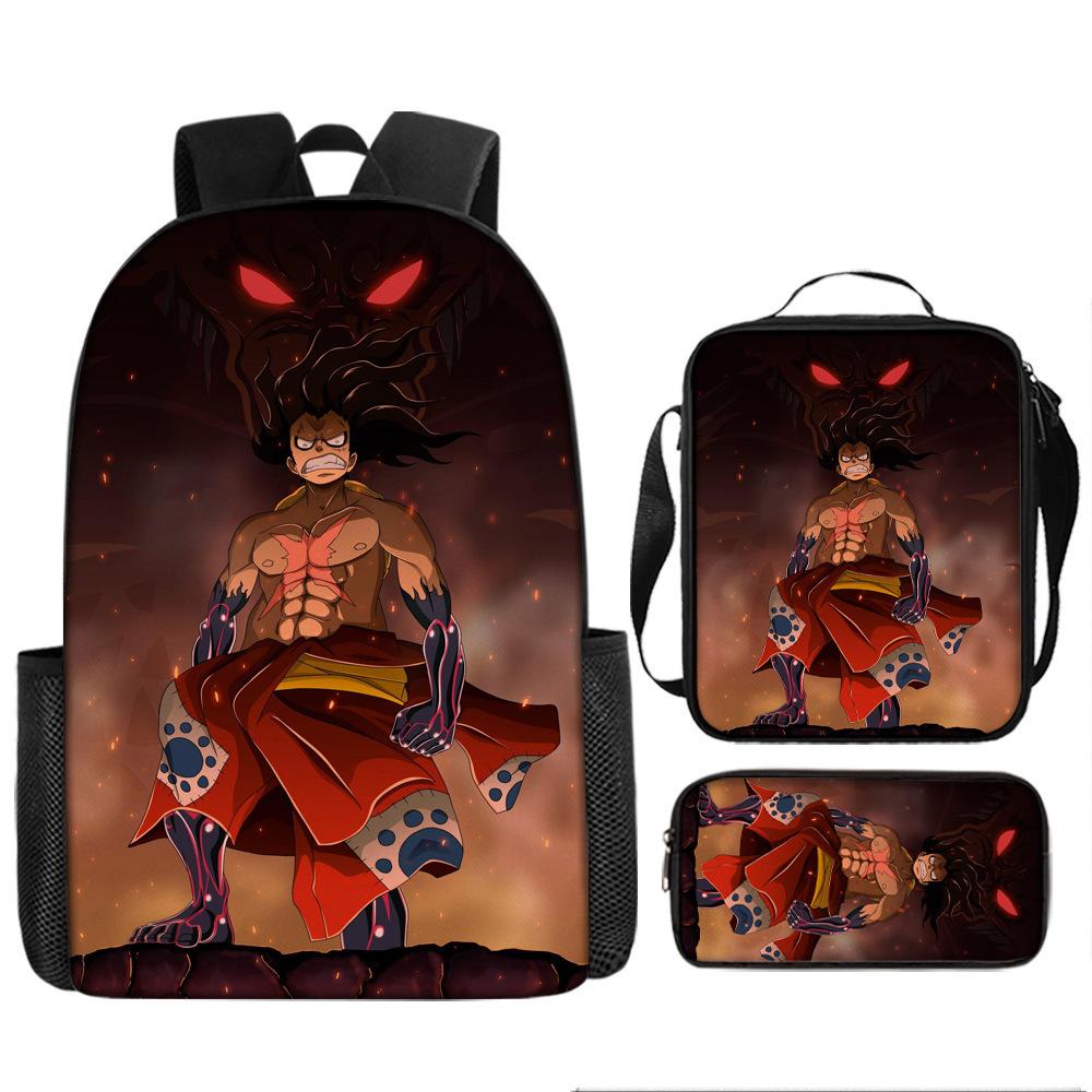 One Piece Cartoon Anime Rucksack Leichte Ergonomische Schultasche für Grundschüler Umhängetasche Federmäppchen Set