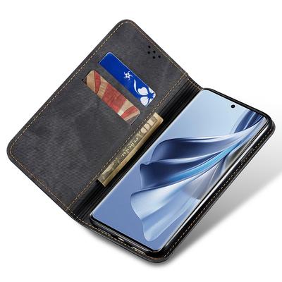 Für Realme P3 Pro 5G Hülle Jeansstoff Textur Kratzfest Leder Ständer Handyhülle