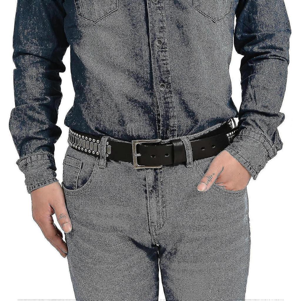 Stijlvolle Heren Casual Riemen van Italiaans Koeienleer met Studs Voor Jeans Punk Rock Klinknagels Riem Met Gesp Voor Mannen