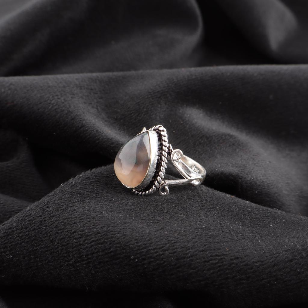 Moss Agate Gemstone Jewelry, 925 Solid Sterling Silver Ring Jewelry, Handmade Artisan Jewelry For Wedding Gift