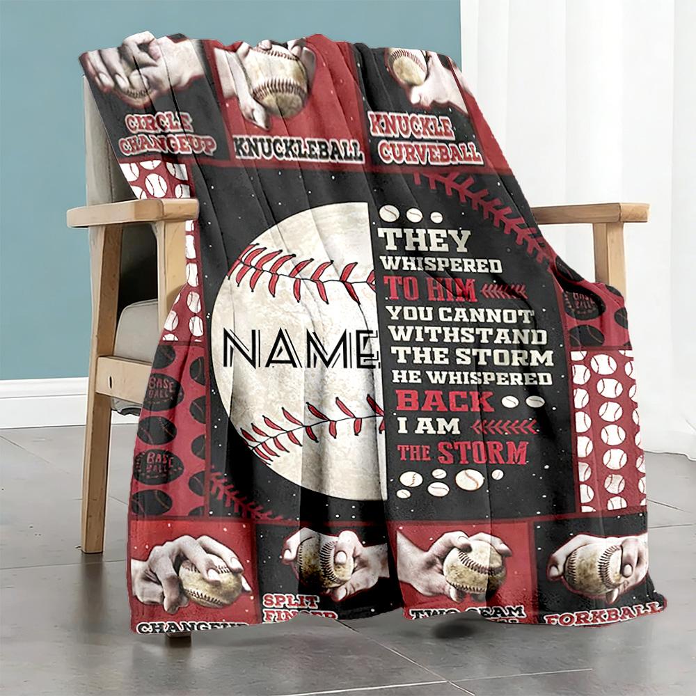 Softball44 Personalized Text Blanket Lightweight Customizable Blanket Soft & Cozy Throw For Seaside Home Decor Livingroom Picnics for All Occasions