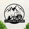 Metal Wall Sculpture Excavator Mountain Custom Name Number Personalized Gift Art Sign