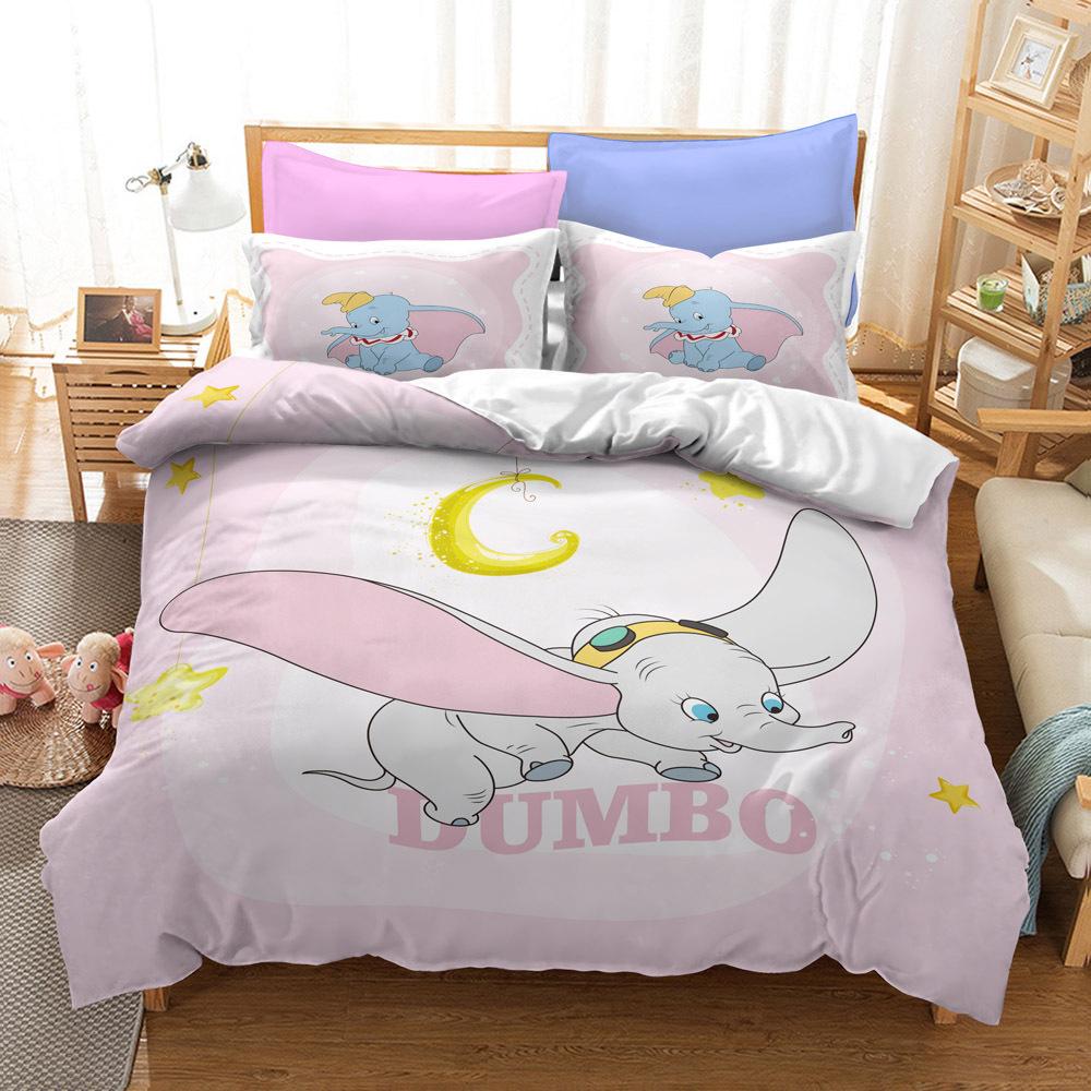 3D Digital Printing Three-Piece Dumbo Children'S Kit Quilt Cover Pillowcase Bedding