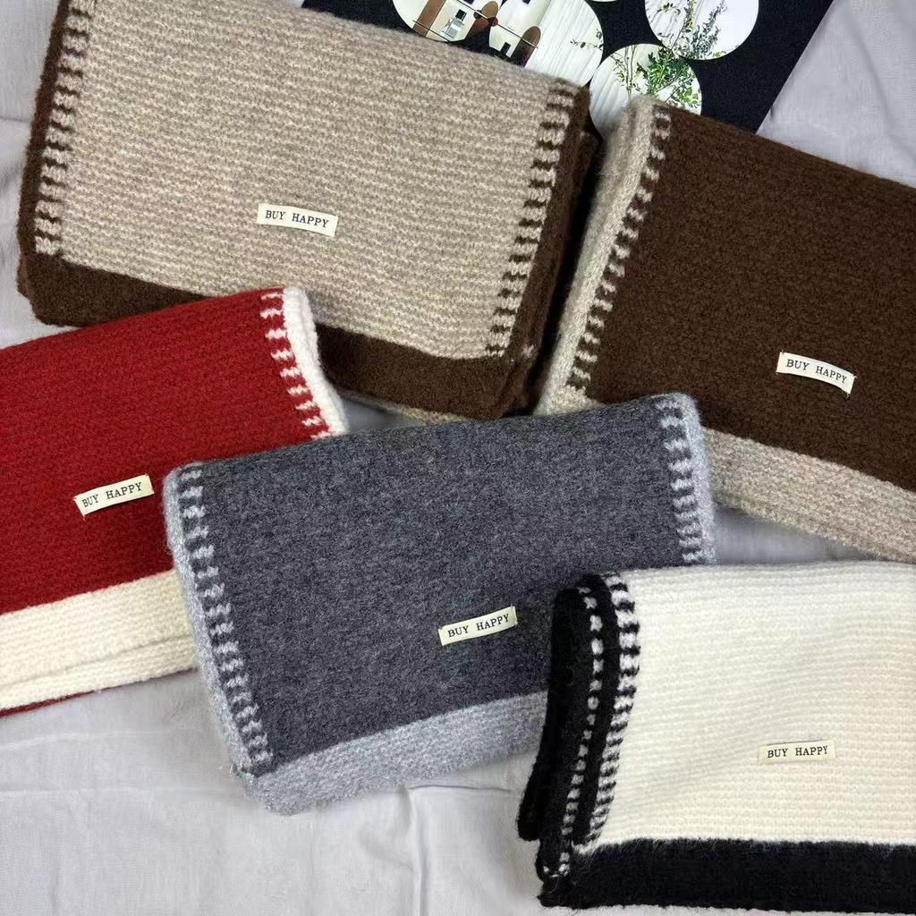 Korean Style High-End Wool-Blend Soft Knit Scarf: Warm, Versatile Autumn/Winter Snood for Women and Students