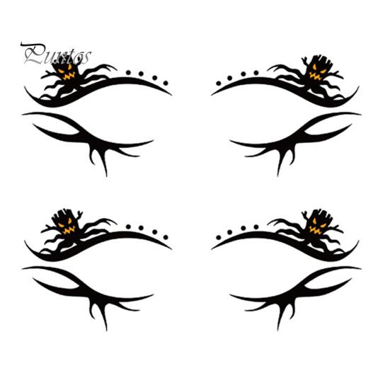 Cosmetic Transfers for Adults 2 Pairs Halloween Eye Tattoo Stickers, Waterproof Temporary Face Decals with Ghostly Decorations Pumpkin Bat Spider Web,