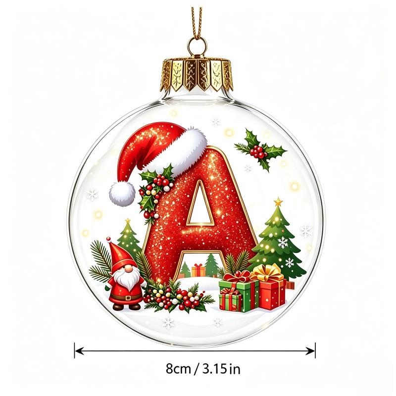 Acrylic 3D Letter Ornament Ball Christmas Tree Decoration Hanging Decor Home Holiday Festive Scene