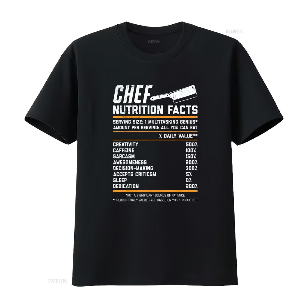 Chef Nutrition Facts Funny Cook Vintage Cooking T Shirt vintage Washed Casual Versatile Slightly Unisex graphic streetwear Soft