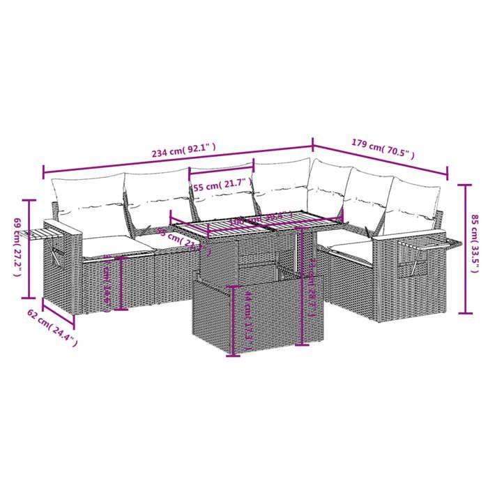 VidaXL Salon de Jardin avec Coussins 7 pcs, Canapés de Terrasse, Ensemble de Meubles de Patio, Mobilier d'Extérieur, Noir 3273534
