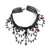 Halloween Black Gothic Lace Choker Vintage Neo-Gothic Crystal Beads Necklace Tassel Punk Clavicle Chain Masquerade Club Jewelry