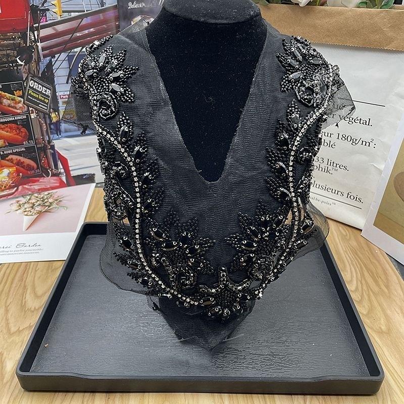 Beaded Lace Embroidery Collar Applique Patches DIY Collar Trim Dress Clothing Decorative Accessorie Material Sew On Patches