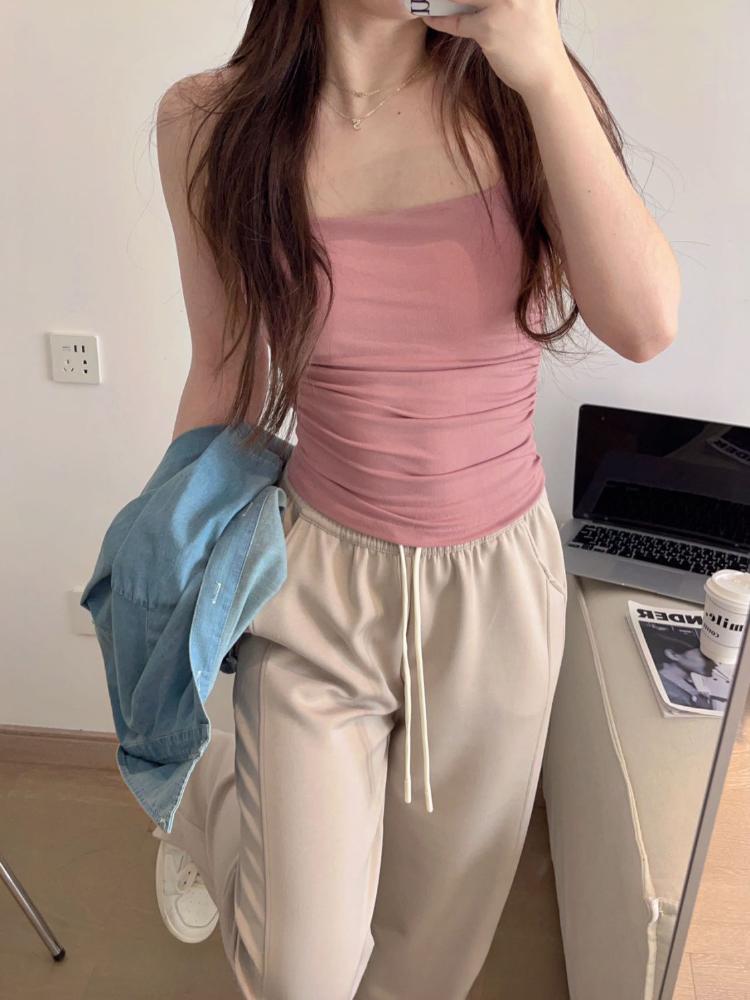 Crop Tops mit Brustpolster, einfarbig, Neckholder-Tanktop für Damen, Sommer-Camis, rückenfreies Camisole, modisches, lässiges Tube-Top, ärmelloses Cropped-Weste