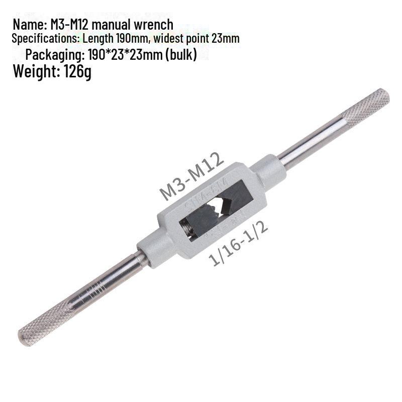 Seven-Piece M3-M12 Hand Tap Set with Square Handle for Internal Threading