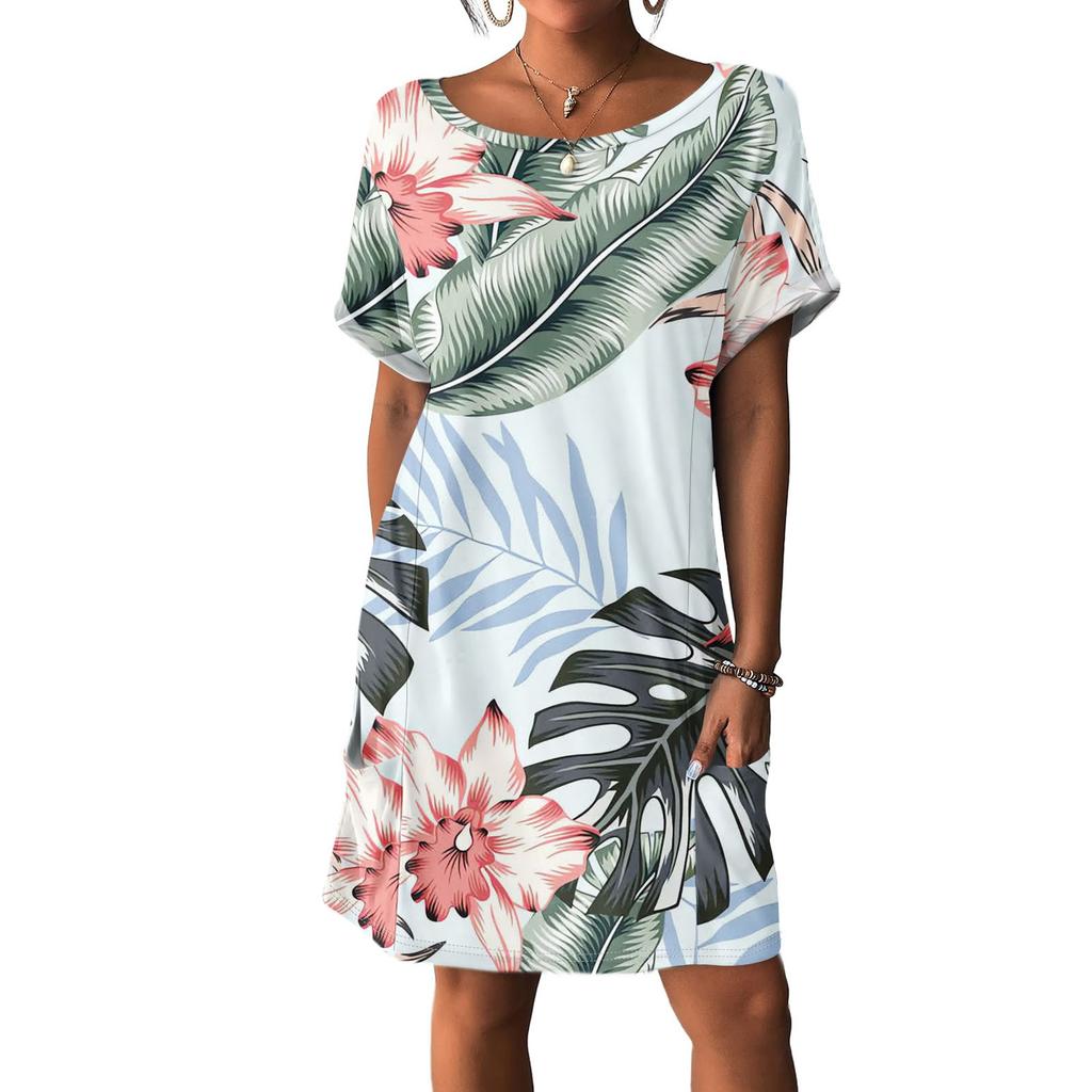 Women's Dresses T-Shirt Dresses With Pockets Solid Color Casual Beach Dresses