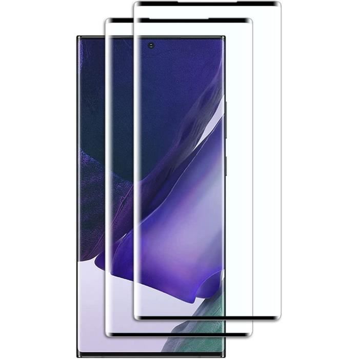 2 Pack Verre trempé pour Samsung Note 20 Ultra (6.9”) Protection écran HD Vitre Protecteur d'écran Intégral noir