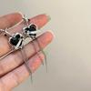 Exquisite Black Crystal Heart Dangle Earrings for Women Charm Lava Shining Star Long Tassel Earrings Fashion Jewelry Accessories