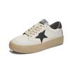 Leather Women's Shoes 2025 Spring New Women's Star Shoes Casual Flat White Shoes Women's Burst Pattern Sports Board Shoes