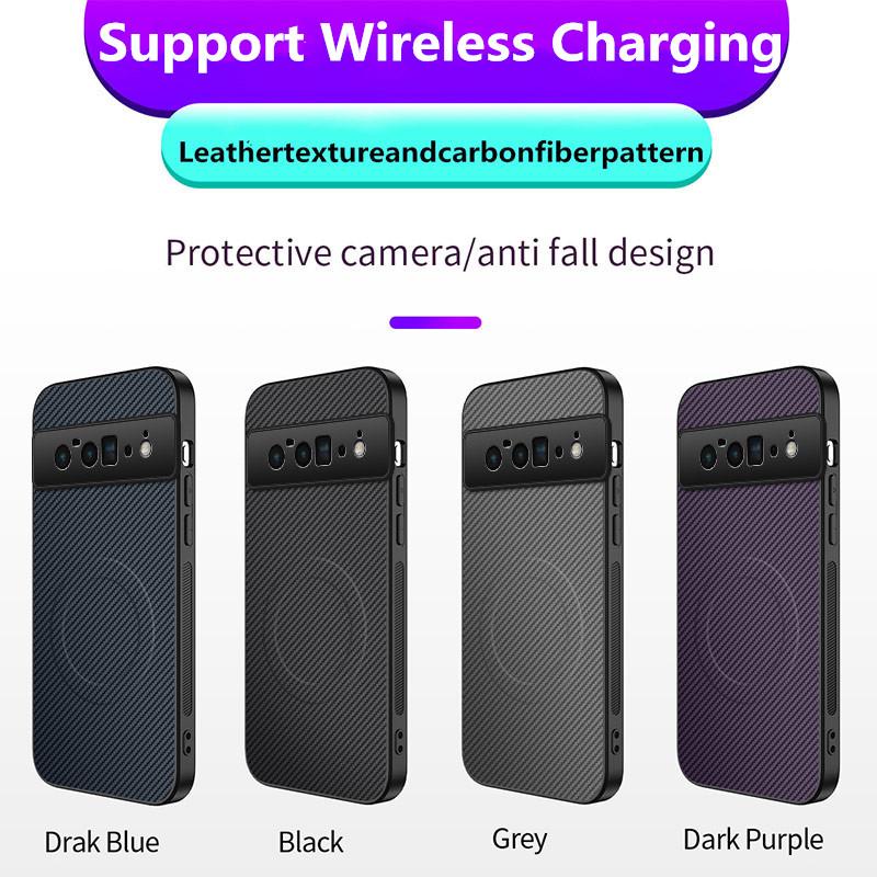 New Fashion Magnetic Shockproof Phone Case For Google Pixel 6 Pro 6A 7 7A 8 Pro 8A 9 9A 9 Pro XL Luxury Carbon Fiber Black Cover