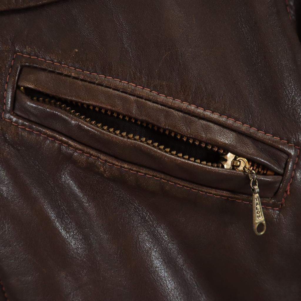 VINTAGE 60s 70s Talon Zip Tears Talon Single riders jacket Brown Men's Used