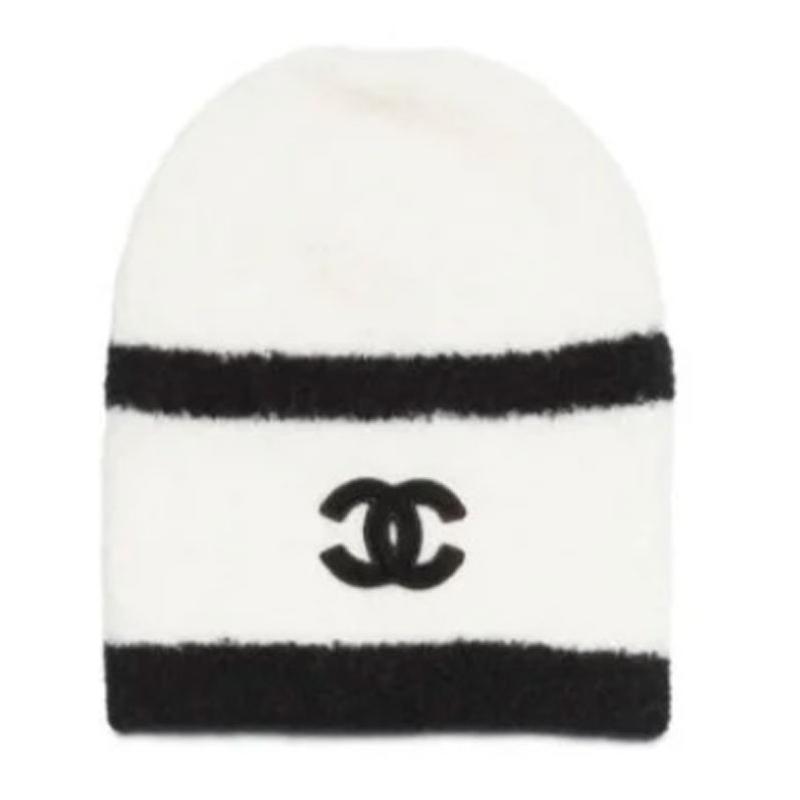 

CHANEL [24K new product] brand logo - fleece hat, same style for men and women, couple style, white білий