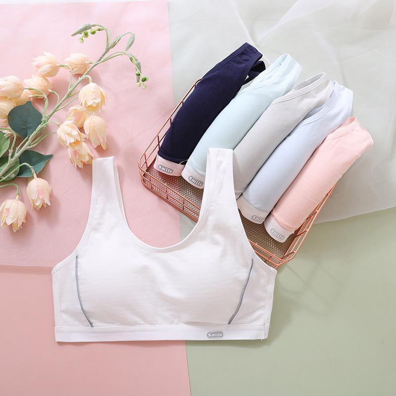 Printed Solid Color Lightweight Breathable Developmental Training Vest Soft Sleep Inner Undergarment for Puberty School Girls