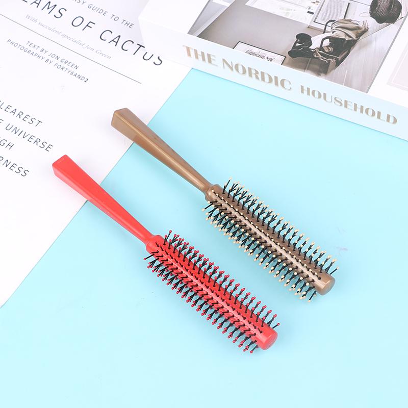 1 Stück kleine runde Haarbürste für dünnes oder kurzes Haar, runde Nylon-Haarbürste