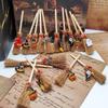 Spider Ghost Halloween Broom Wooden Red Rope Broom Mini Broom Pendant  Halloween Festival