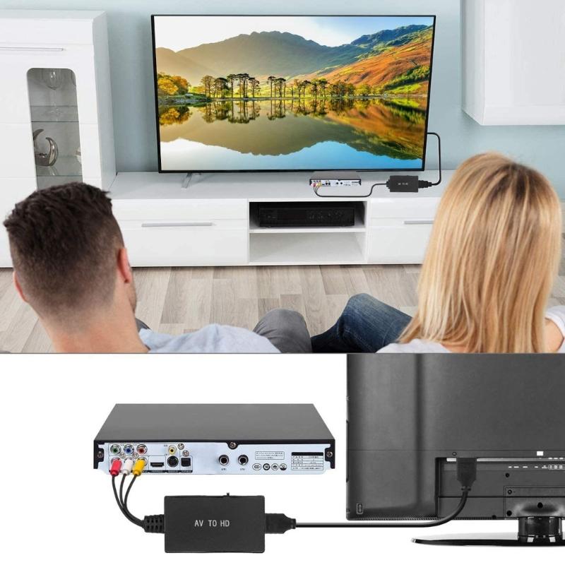 AV-zu-HDMI-kompatibler Konverter, RCA-zu-HDMI-kompatibler Audio-/Video-Konverter-Adapter, unterstützt 1080p NTSC/PAL für Set-Top-Boxen