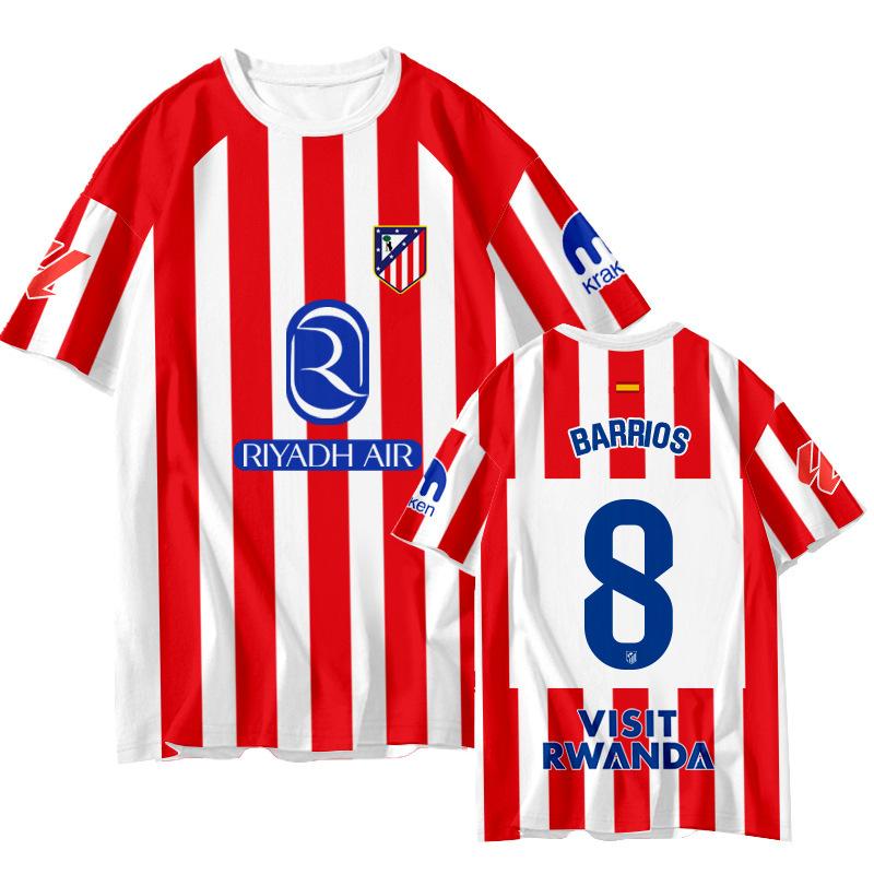26 Casual Atletico Madrid Jersey Griezmann Alvarez Men's T-shirt Short-sleeved Game Training Jersey Comfortable