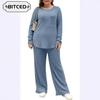 Women's Fashion Casual Long Sleeve O-Neck Pants Suits