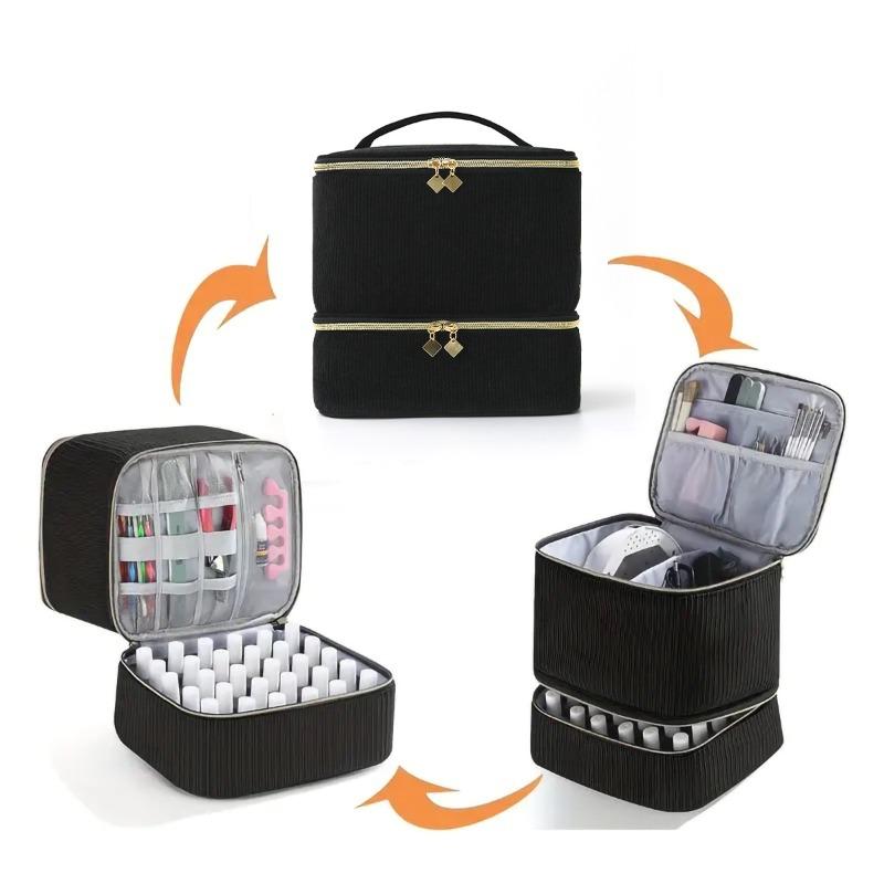 30Grids Nail Polish Storage Bag Essential Oil Case Portable Cosmetic Large Handbag Organizer with Handle for Travel for Women