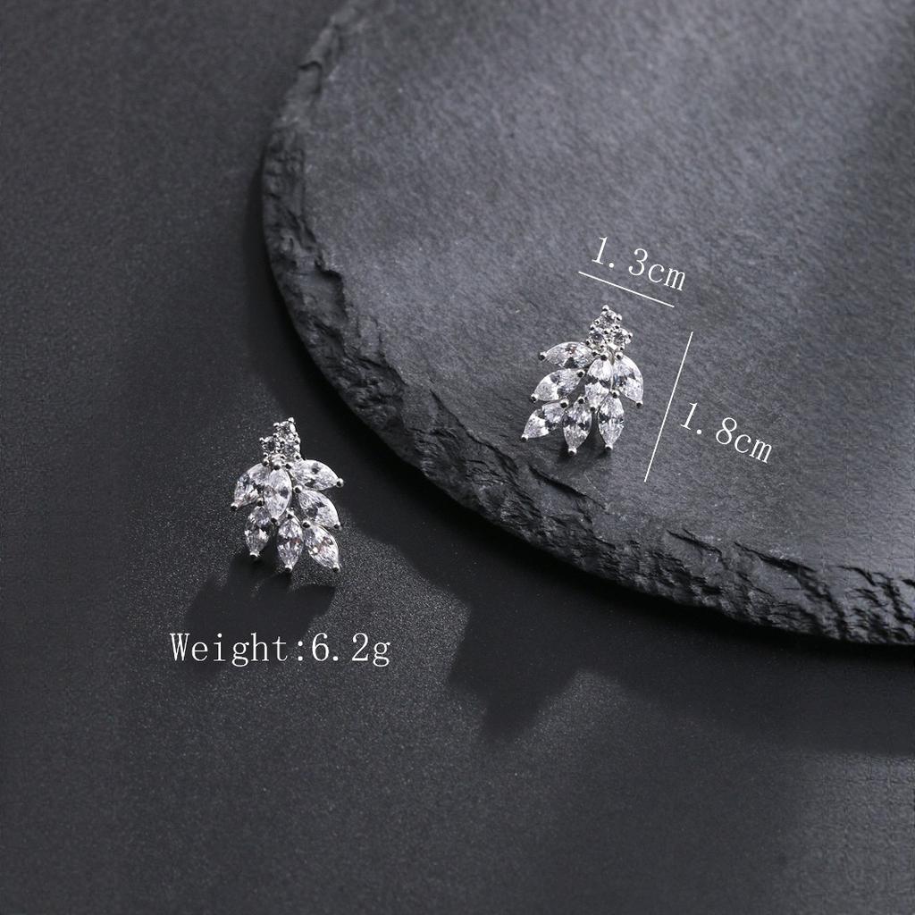 Elegant Temperament Women's Stud Earrings Copper Inlaid Zircon Bridal Earrings Wedding Photography Earrings Cross-border Trade Hot-selling Earrings