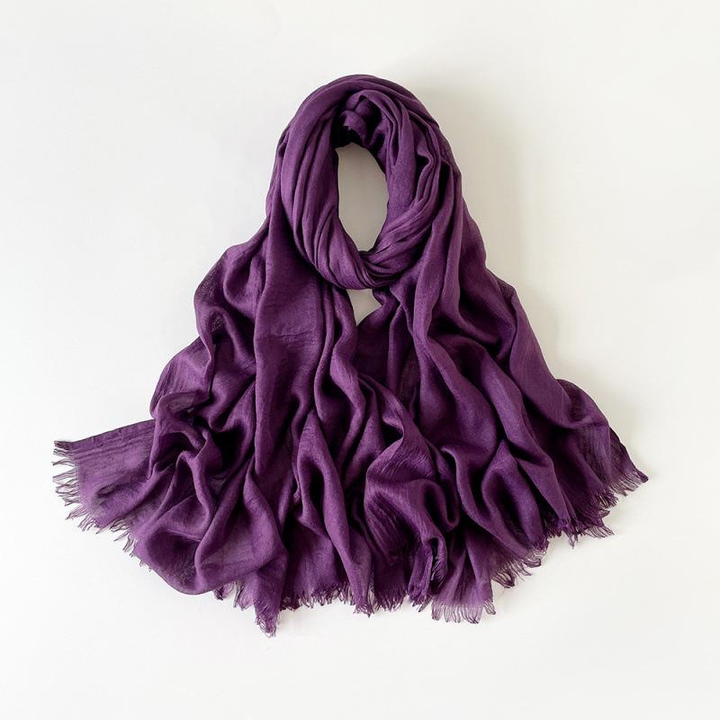 180 * 90 Cotton And Linen Scarf Sunscreen Folds Solid Color Human Cotton Silk Scarf Shawl Multi-Color Yarn Headscarf Women