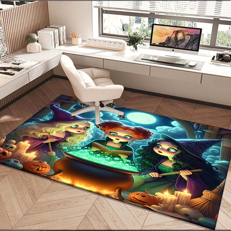 1PC Rug Witch Sisters In The Moonlight Carpet, Chair Rug,Area Rug for Office Bedroom Living Rooms Bedroom, Doormat Decor Christmas Fan Gifts