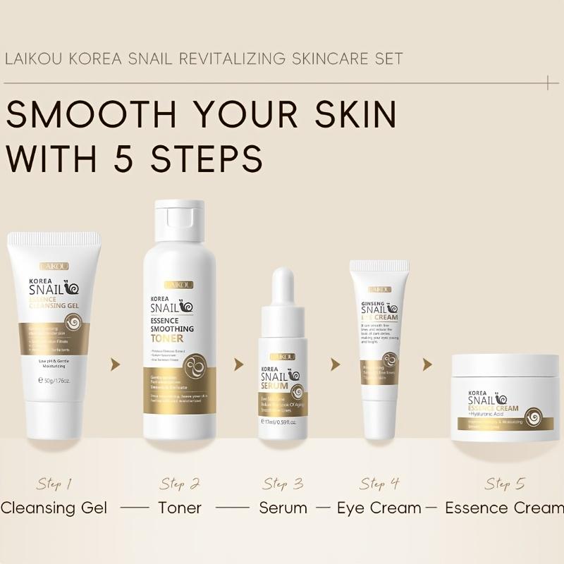 Sada starostlivosti o pleť so slimačím extraktom 5 ks + Sliezová maska 10 ks Starostlivosť o tvár Rozjasňujúce produkty starostlivosti o pleť, Vhodné na každodennú starostlivosť, Pleť vláčna a elastická