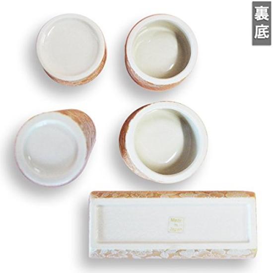 5-Piece Modern Ceramic Buddhist Altar Set "Yui Hana" (Horizontal Cylindrical Incense Burner) Black Pearl (j1272-1-2)