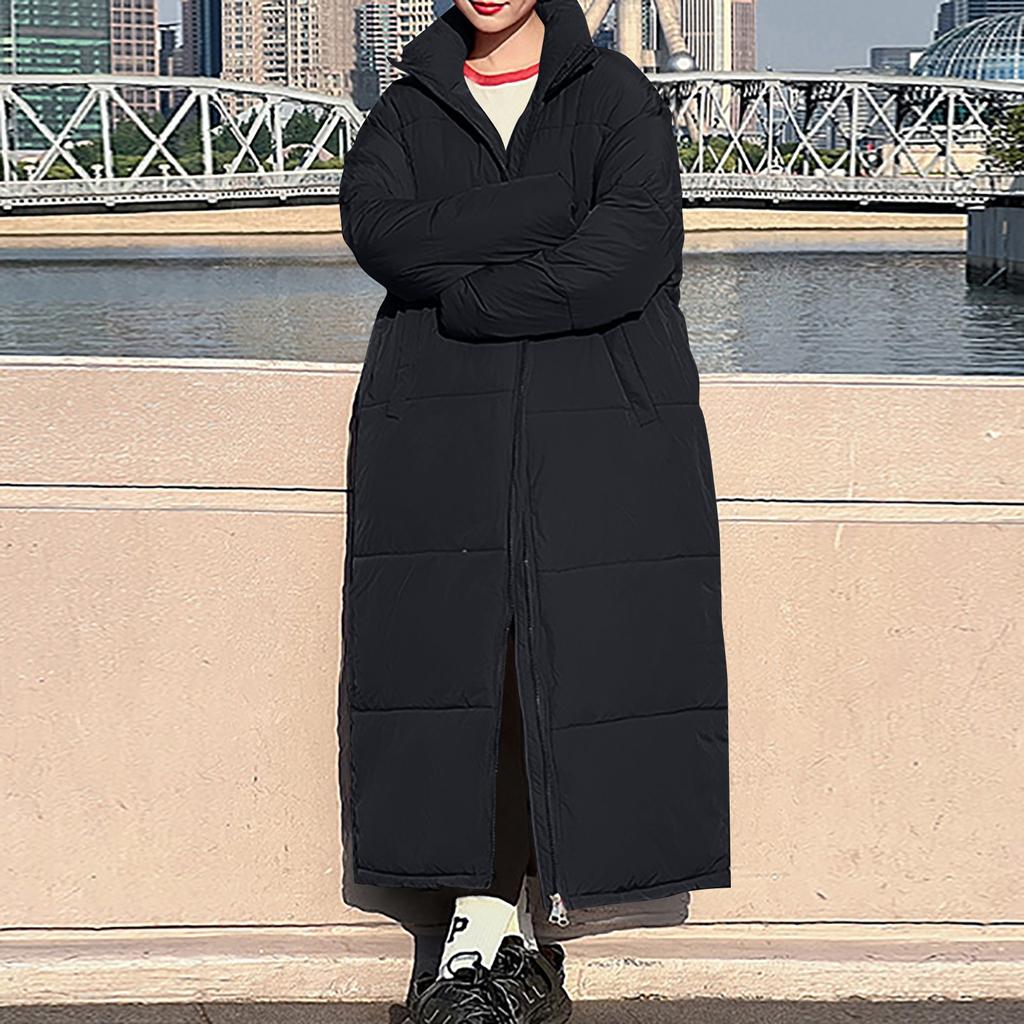 Damenmode, lässig, einfarbig, mit Kapuze, mittellang, lange Ärmel, Reißverschluss, Knopf, Baumwolljacke