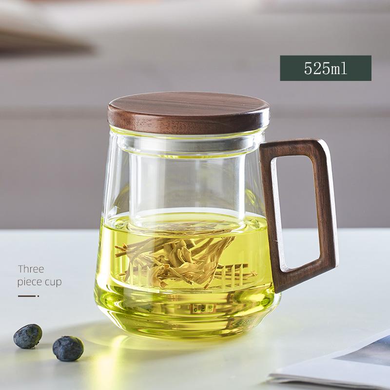 GIANXI Glass Tea Cup With Wood Handle Chinese Heat Resistant Puer Filter Cups High Quality And Convenient Kung Fu Tea Cup Set