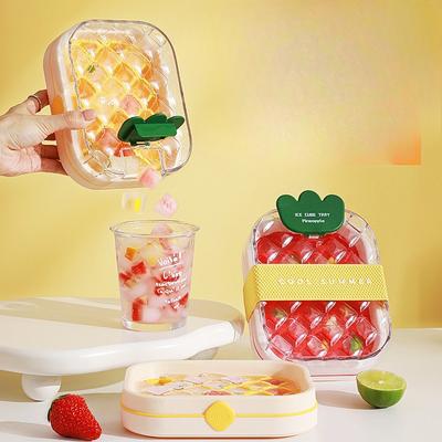 Pineapple Ice Cube Mold, Household Food-grade Press-type Fun Ice Cube Tray, Refrigerator Homemade Ice Storage Box, Frozen Ice Blocks
