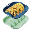 Silicone Taco Holder Reusable Taco Plates with 4 Dividers And Handle Dishwasher Microwave Oven Safe Taco Serving Tray