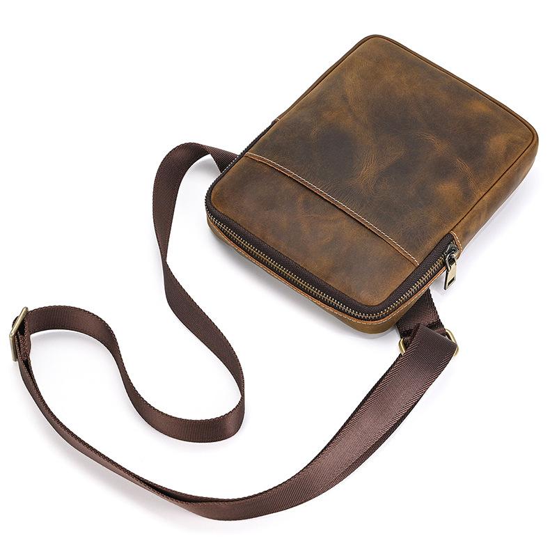 Retro Style Mini Shoulder Bag Genuine Leather Crossbody Bags Real Cowide Small Sling Bags Cowkin Men Male Bags For Phone Purse