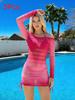 Polyester Swimwear Set With Floral Pattern And Sleeved Design For Adults