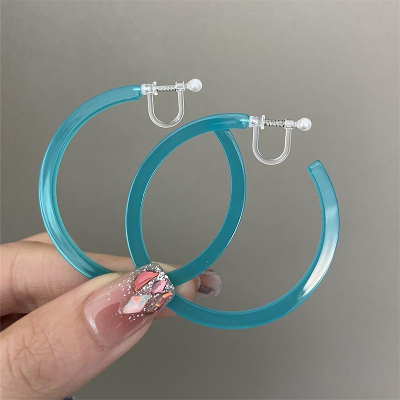 C-shaped Large Hoop Earrings - Geometric Circular Stud Earrings with Stylish and Casual Ear Hooks
