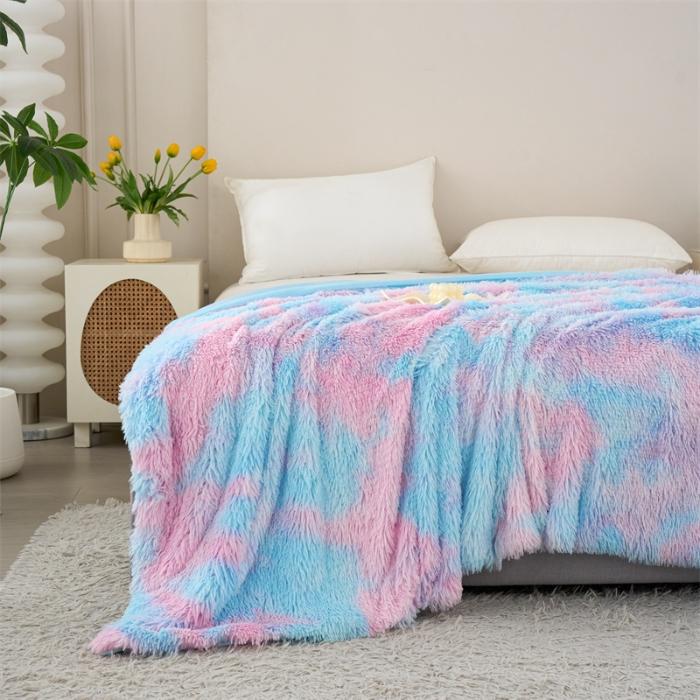 New Four-season Universal Solid Color Mink Fleece Blanket Plush Tie-dye Blanket To Keep Warm and Comfortable