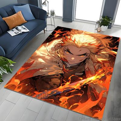 2026 New Retro D-Demon-Slayer Cartoon Gift Rug for Bedroom Living Room Sofa Home Doormat Decor, Kids Play Non-slip Floor Mat