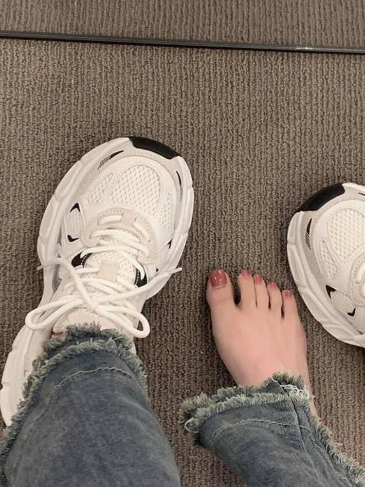 New  Women'S Versatile Thick Soled Casual Sneakers Shoes Breathable Mesh Casual Sneakers  Height Increasing Design